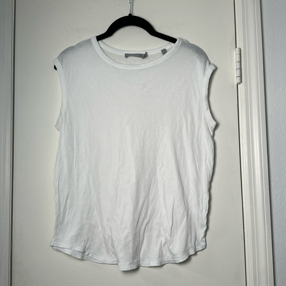 Lightweight Vince White Basic Casual Muscle Tee / Sleeveless Top Size Small